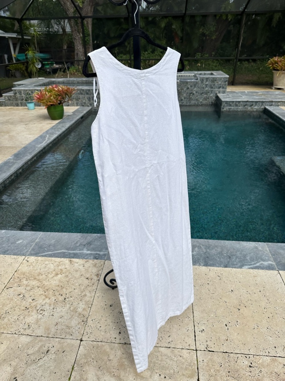 Norton Mcnaughton White Sleeveless Maxi Dress Classic Modern LG Linen Blend - Picture 10 of 10